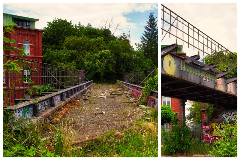 Collage Brücke altes Gaswerk